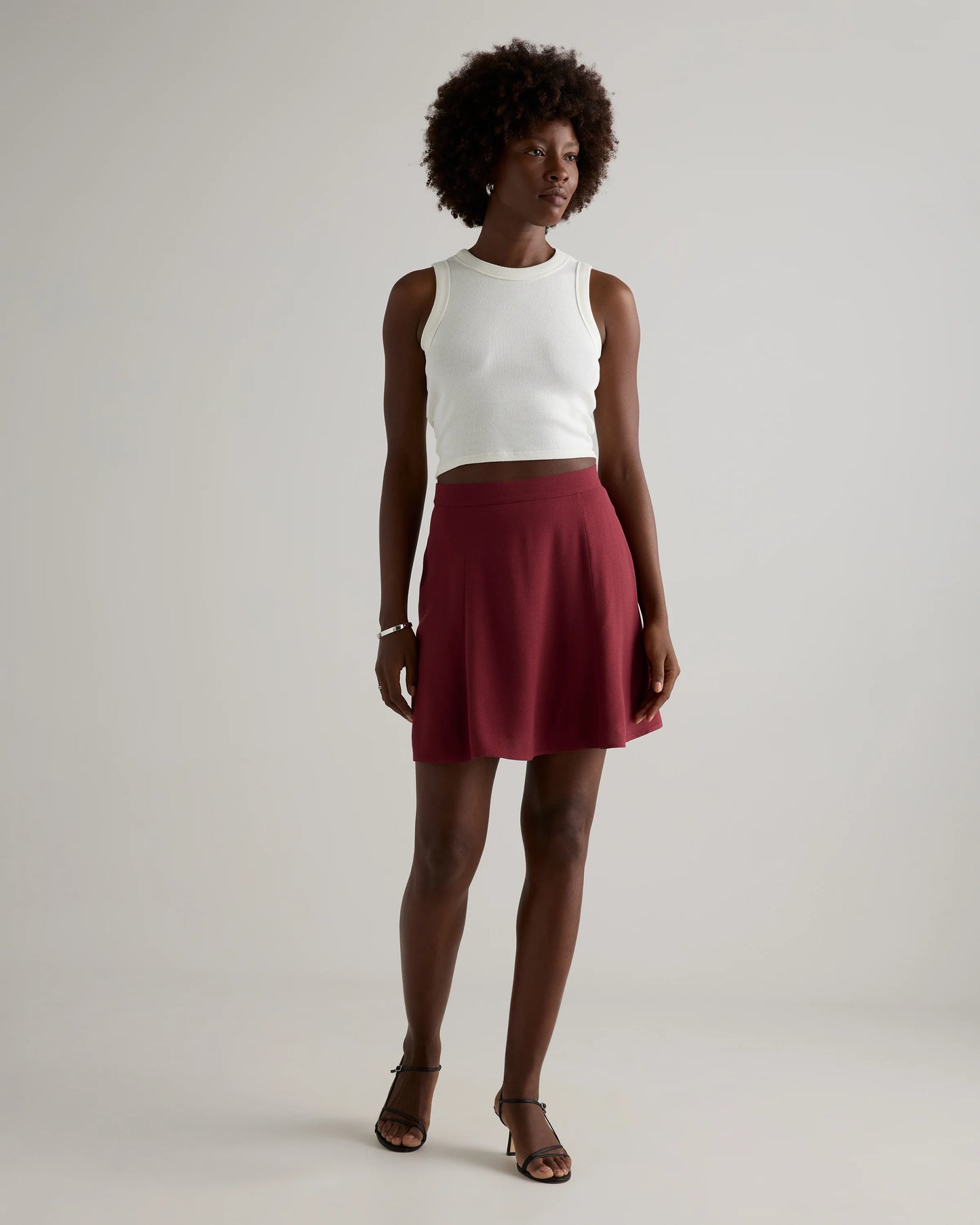 Lightweight Crepe A-Line Mini Skirt - XS / Moonstone Blue