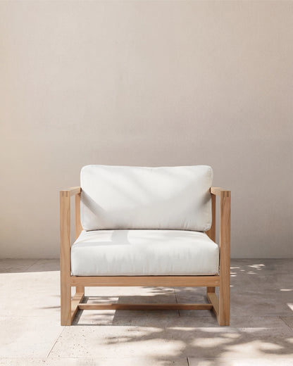 Linear Solid Teak Outdoor Lounge Chair - One Size / Natural Teak