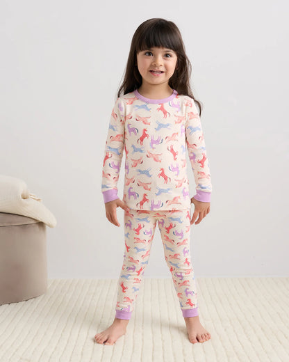 100% Organic Cotton Long Sleeve and Pant Pajama Set - 2T / Navy Stripe
