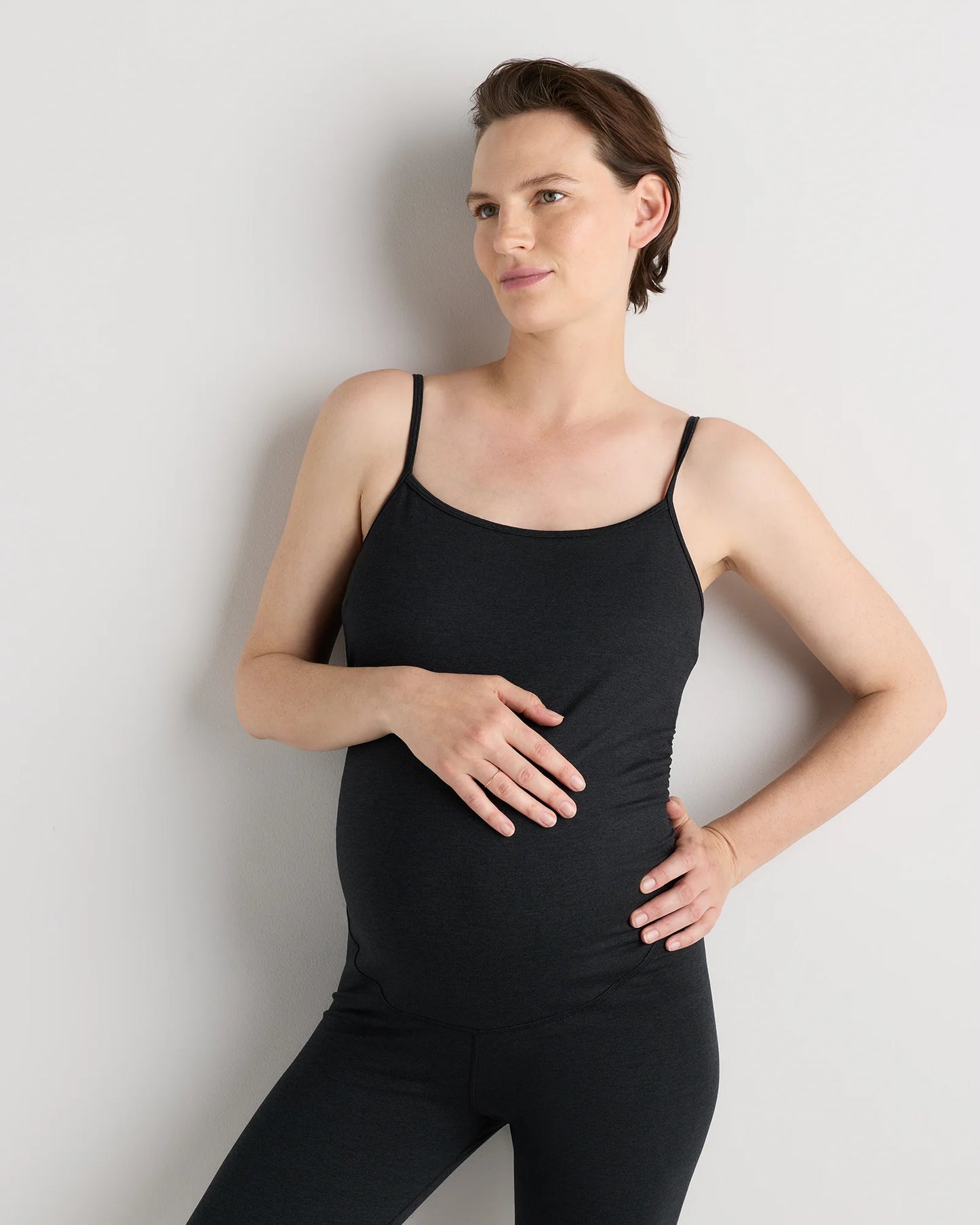 Ultra-Soft Maternity Jumpsuit - XS / Heather Black