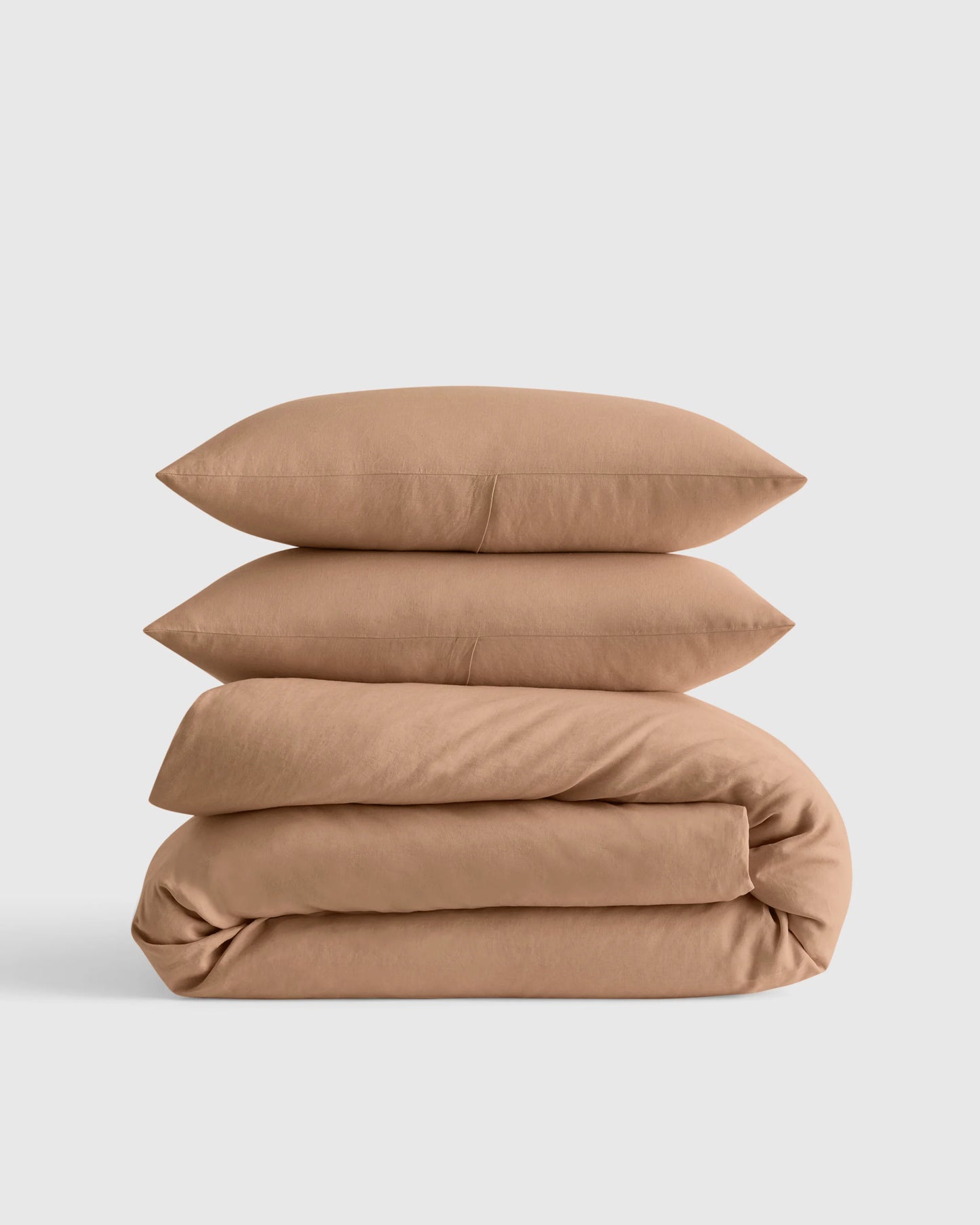 European Linen Duvet Cover Set - Twin / Peach
