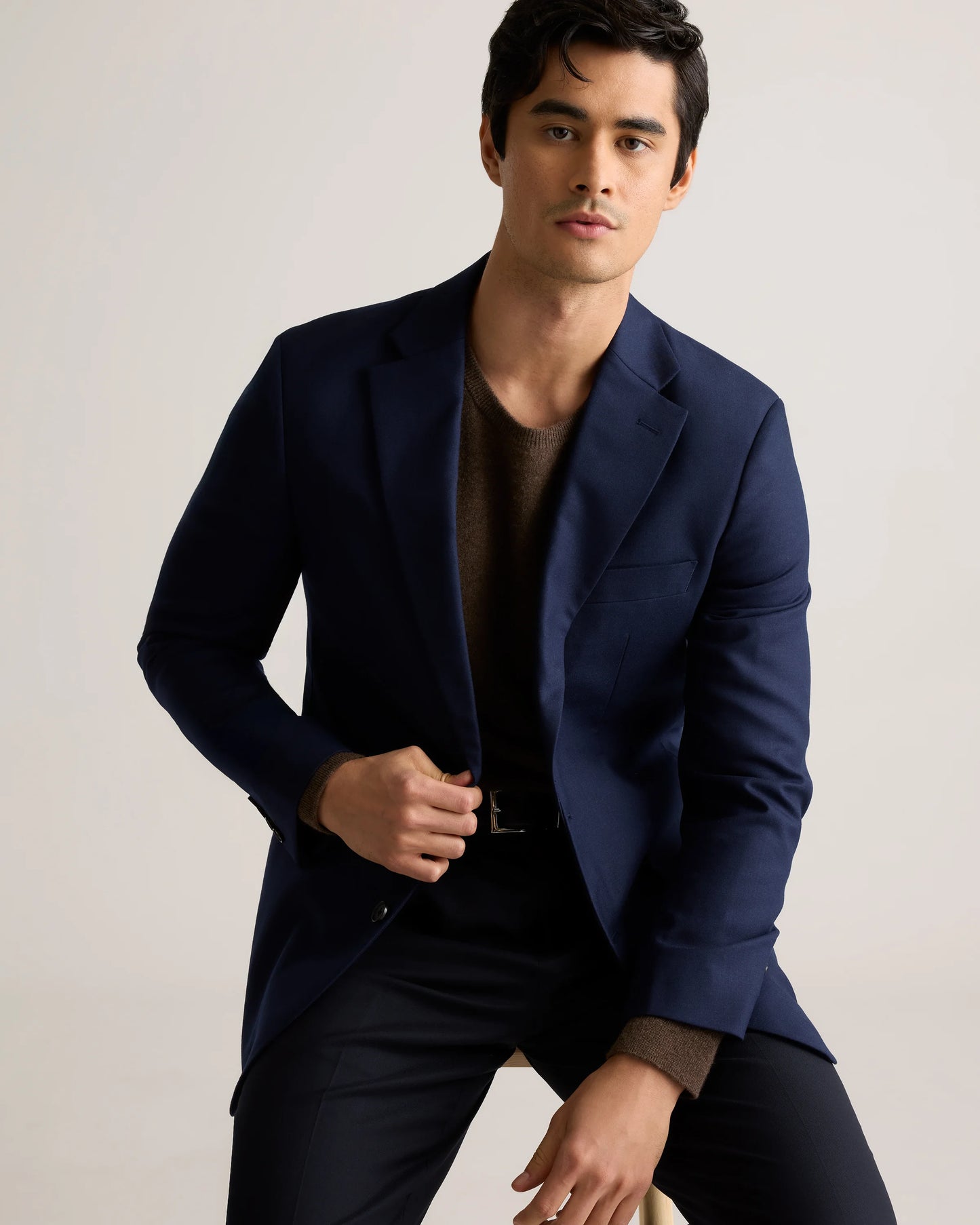 Stretch Wool Blazer - S / Grey Melange