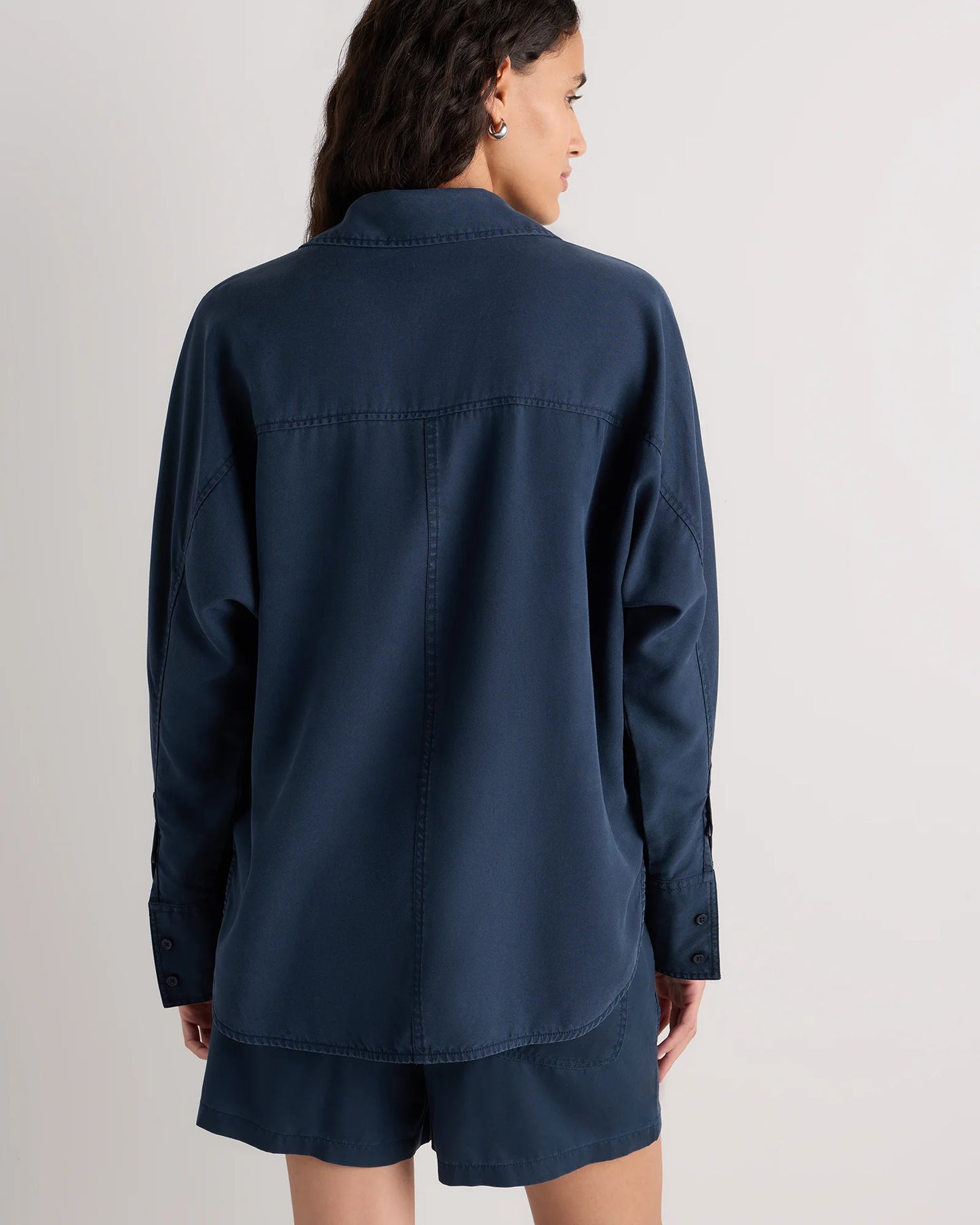 Vintage Wash Tencel Dolman Long Sleeve Shirt - XS / White