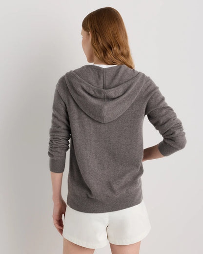 Mongolian Cashmere Full-Zip Hoodie - XS / Heather Grey