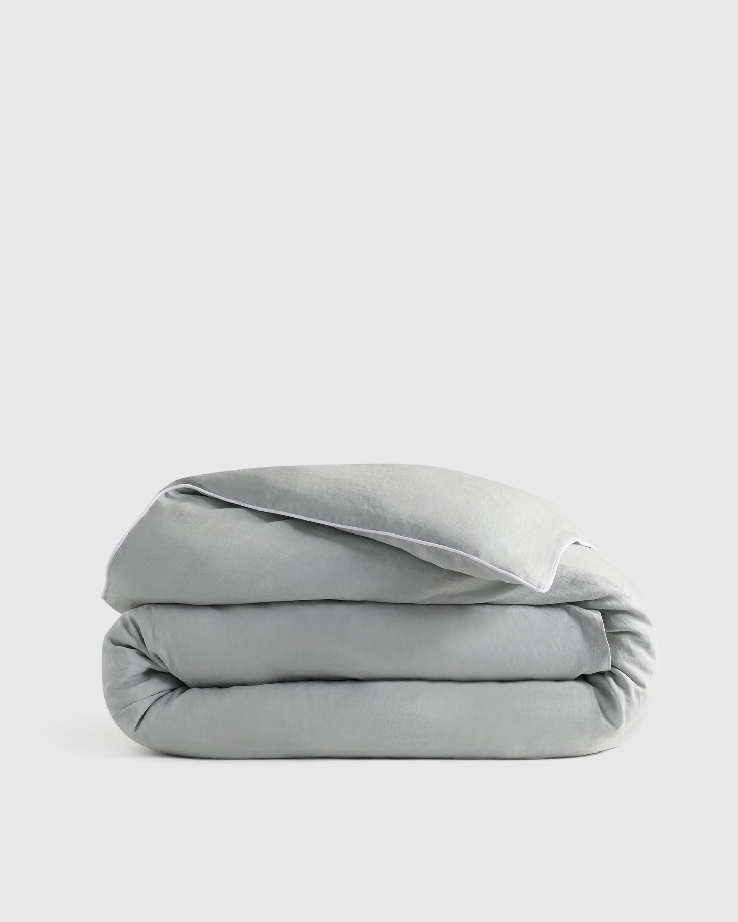 European Linen Piped Duvet Cover - Twin / White/Cherry