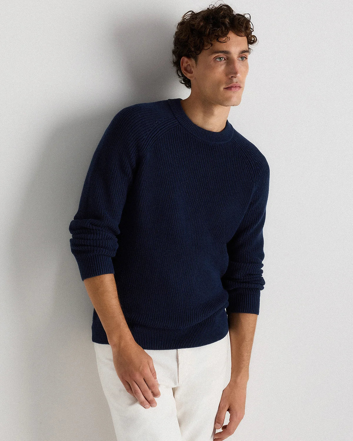 100% Organic Cotton Ribbed Crewneck Sweater - XS / Bahia Blue