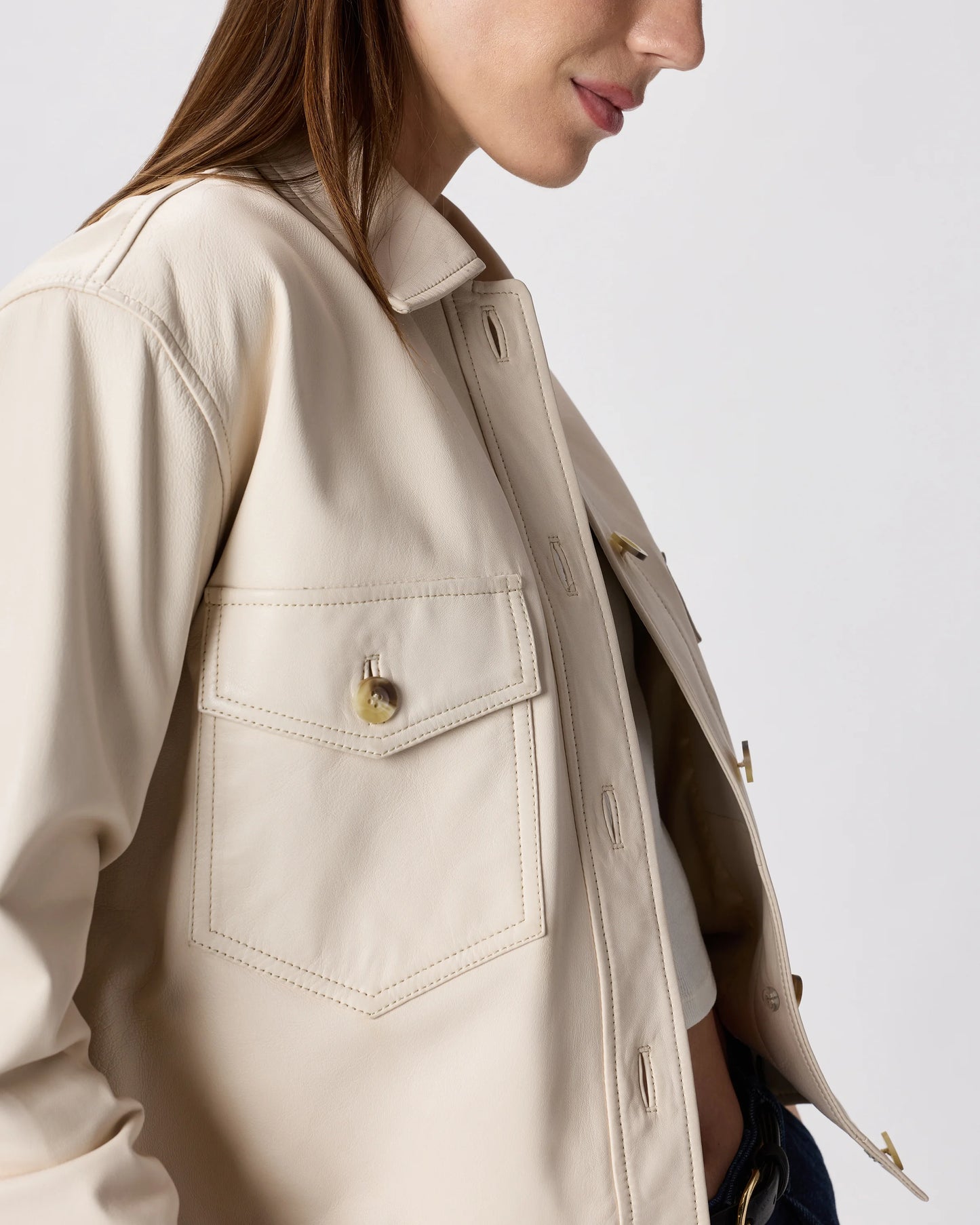 100% Leather Cropped Jacket - XS / Rich Brown