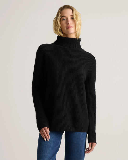 Mongolian Cashmere Fisherman Turtleneck Sweater - XS / Black