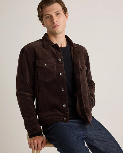 Organic Stretch Corduroy Trucker Jacket - S / Seaweed