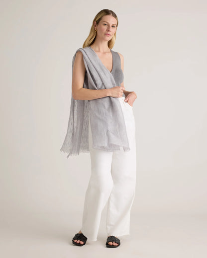 Lightweight Linen Silk Cashmere Scarf - One Size / Ivory