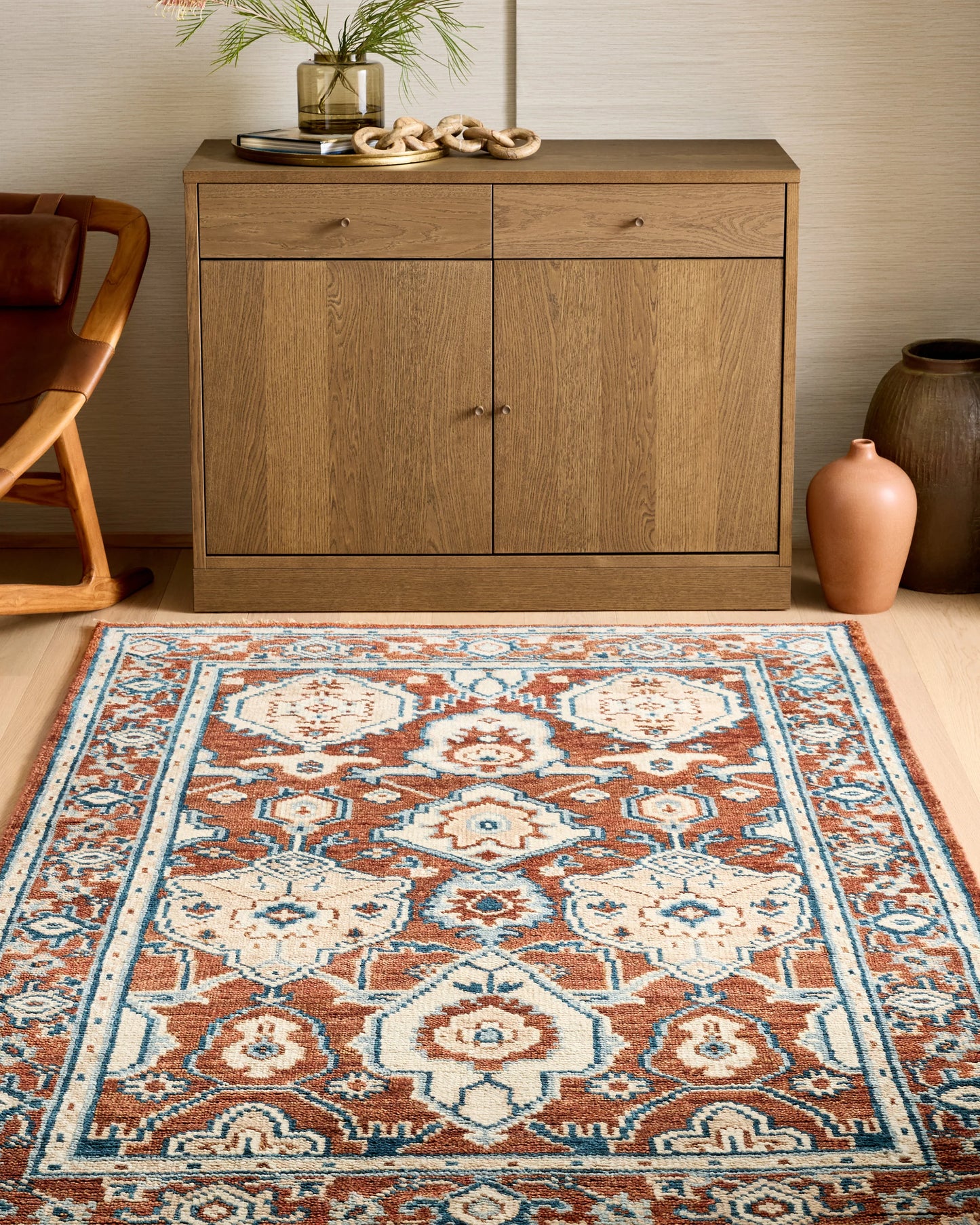 Calypso Hand-Knotted Wool Rug - 3' x 5' / Rust