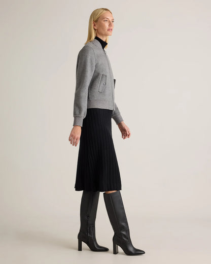 Double-Faced Merino Wool Bomber Jacket - XS / Black