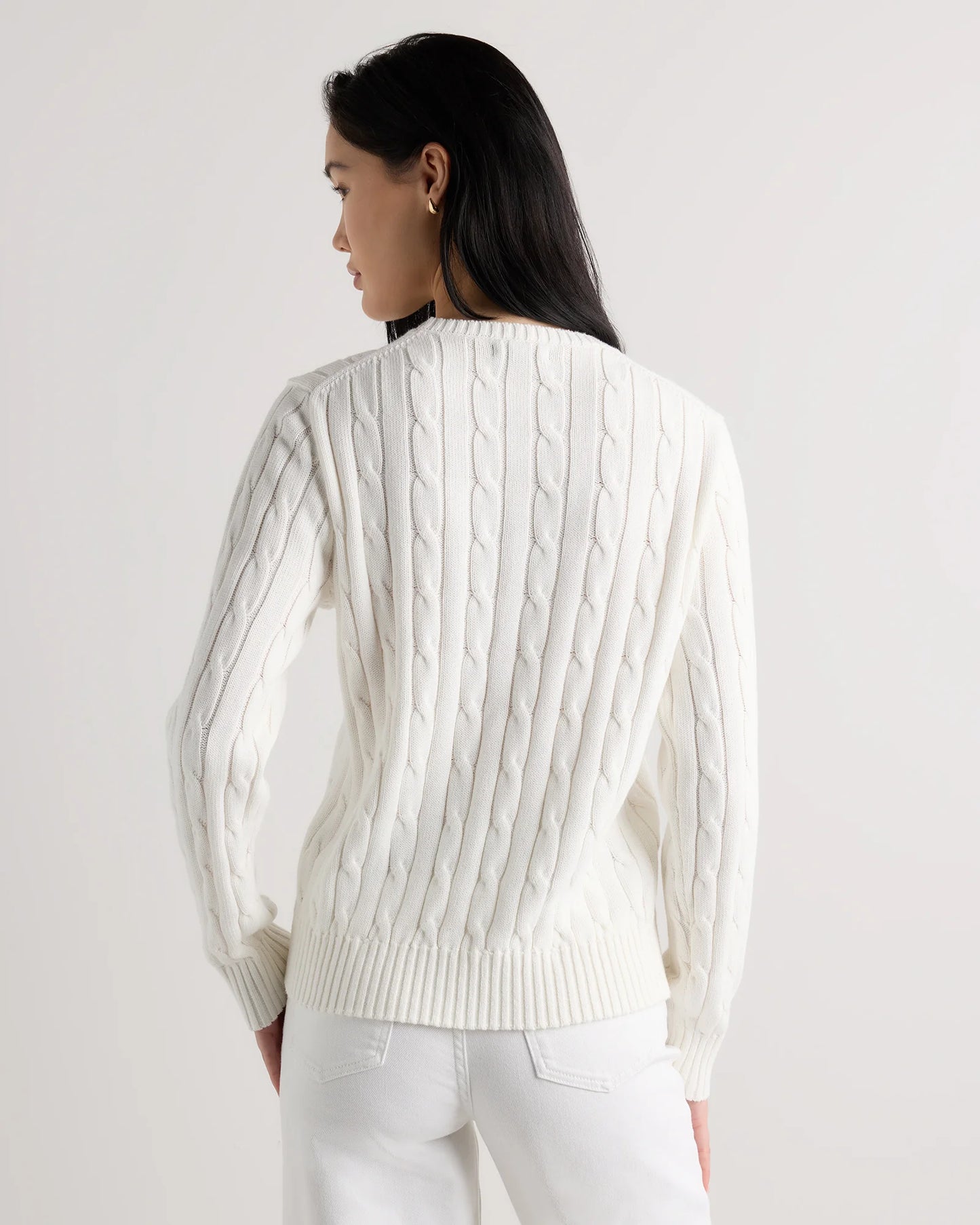 100% Organic Cotton Cable Crewneck Sweater - XS / Sapphire Blue