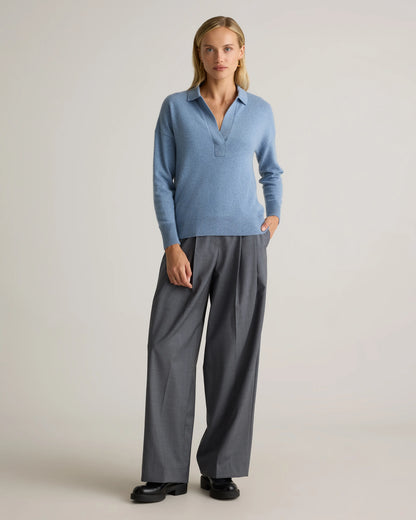 Mongolian Cashmere Polo Sweater - XS / Pale Custard Yellow