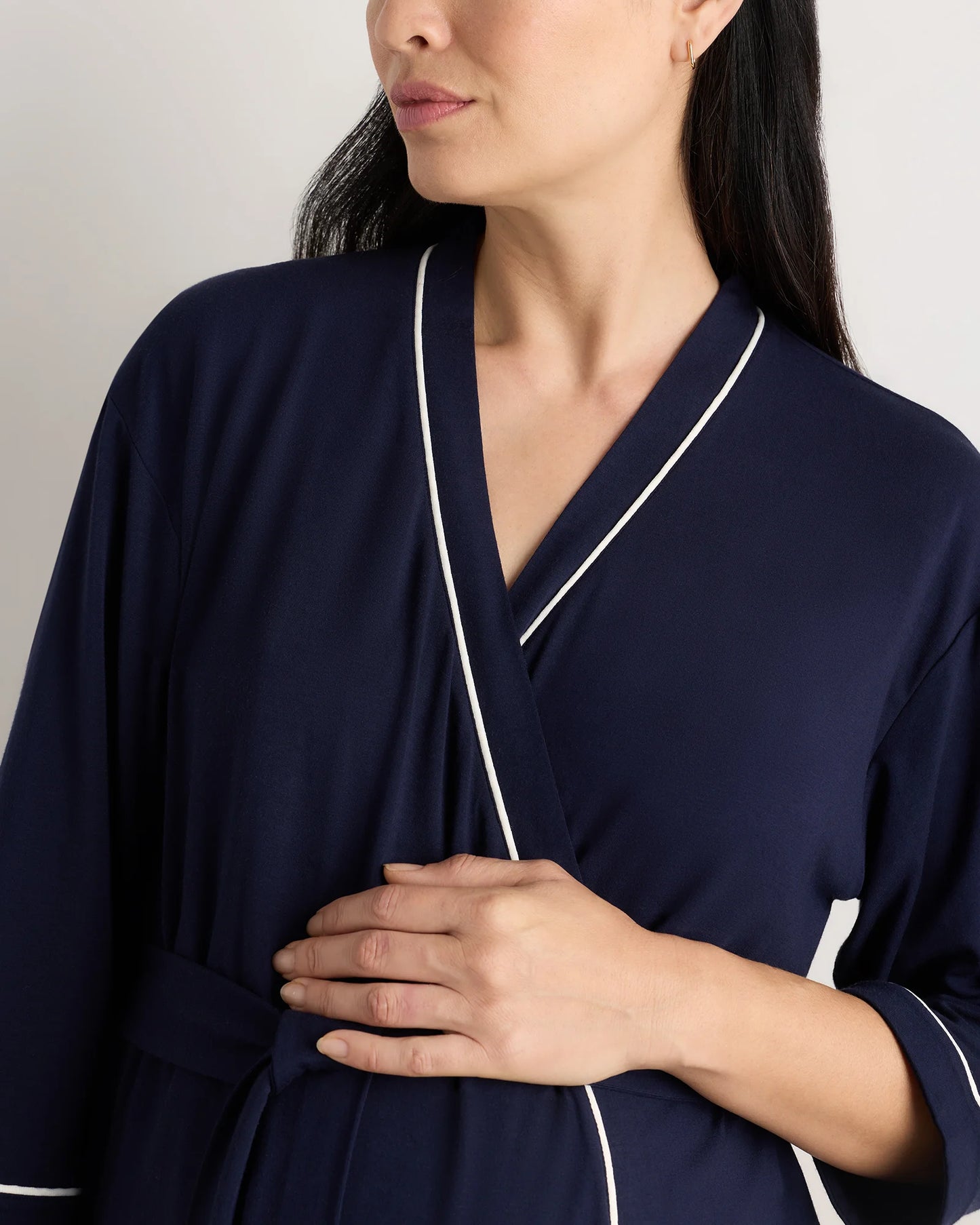 Bamboo Jersey Maternity Robe - XS / Deep Navy