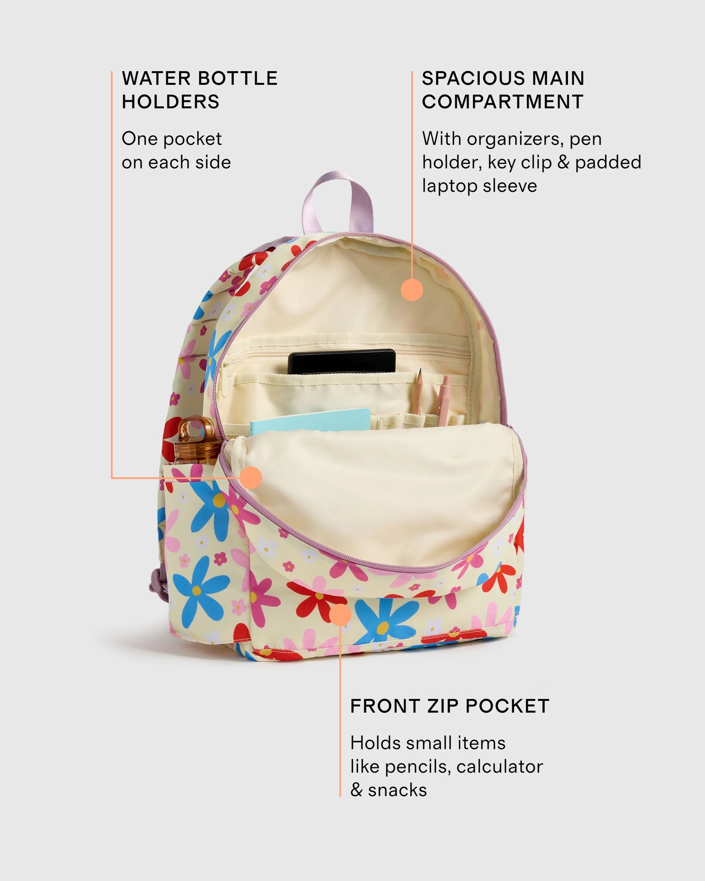 Recycled Double Pocket Backpack - One Size / Rainbow Clouds