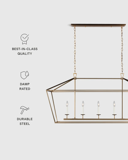 Traditional Steel Linear Lantern Chandelier - One Size / Brass
