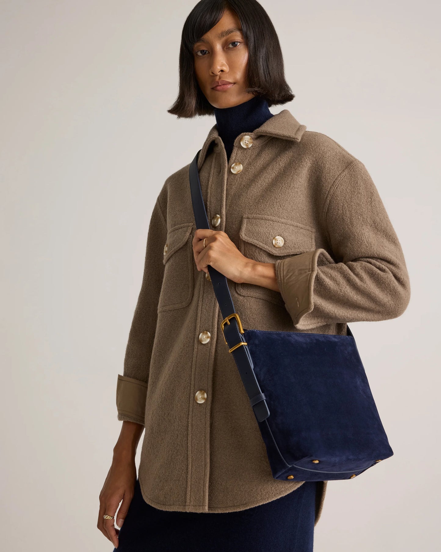 Italian Suede Bucket Crossbody - One Size / Sand