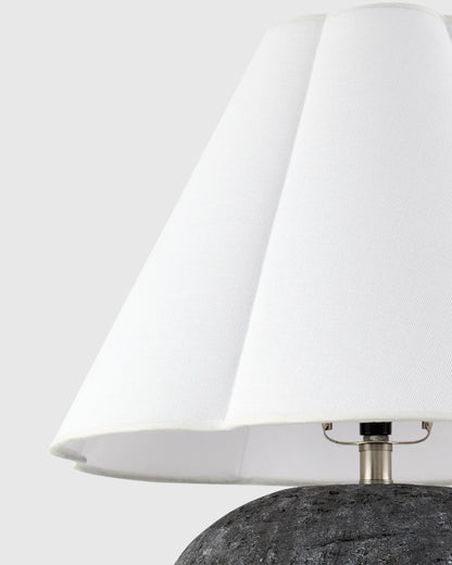 Rustic Cement Table Lamp with Fluted Shade - One Size / Black