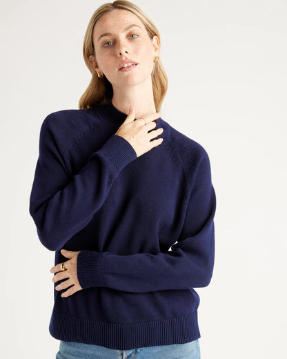 100% Organic Cotton Mock Neck Sweater - XS / Ivory