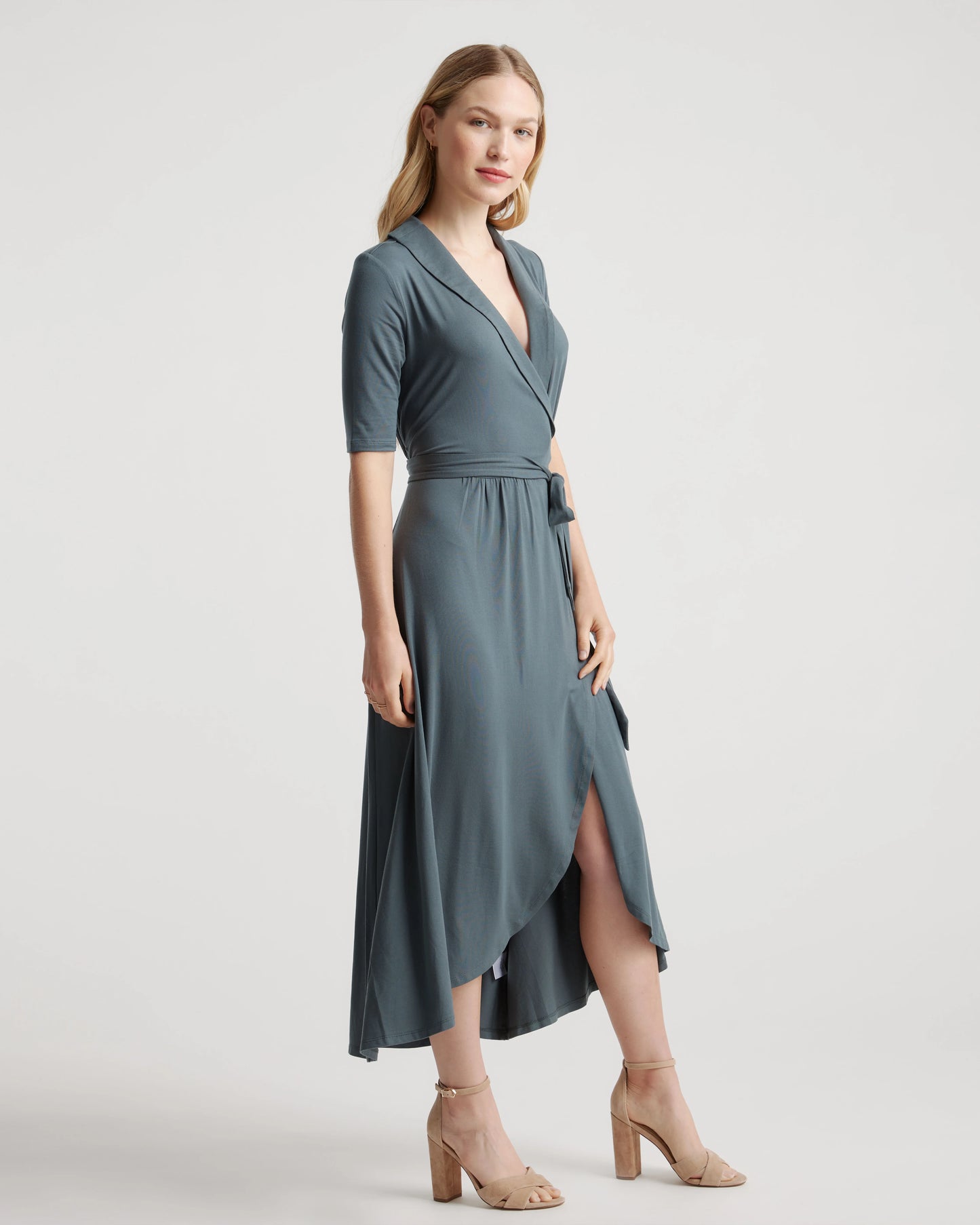Tencel Jersey Midi Wrap Dress - XS / Brown