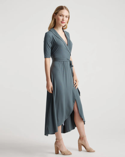 Tencel Jersey Midi Wrap Dress - XS / Brown