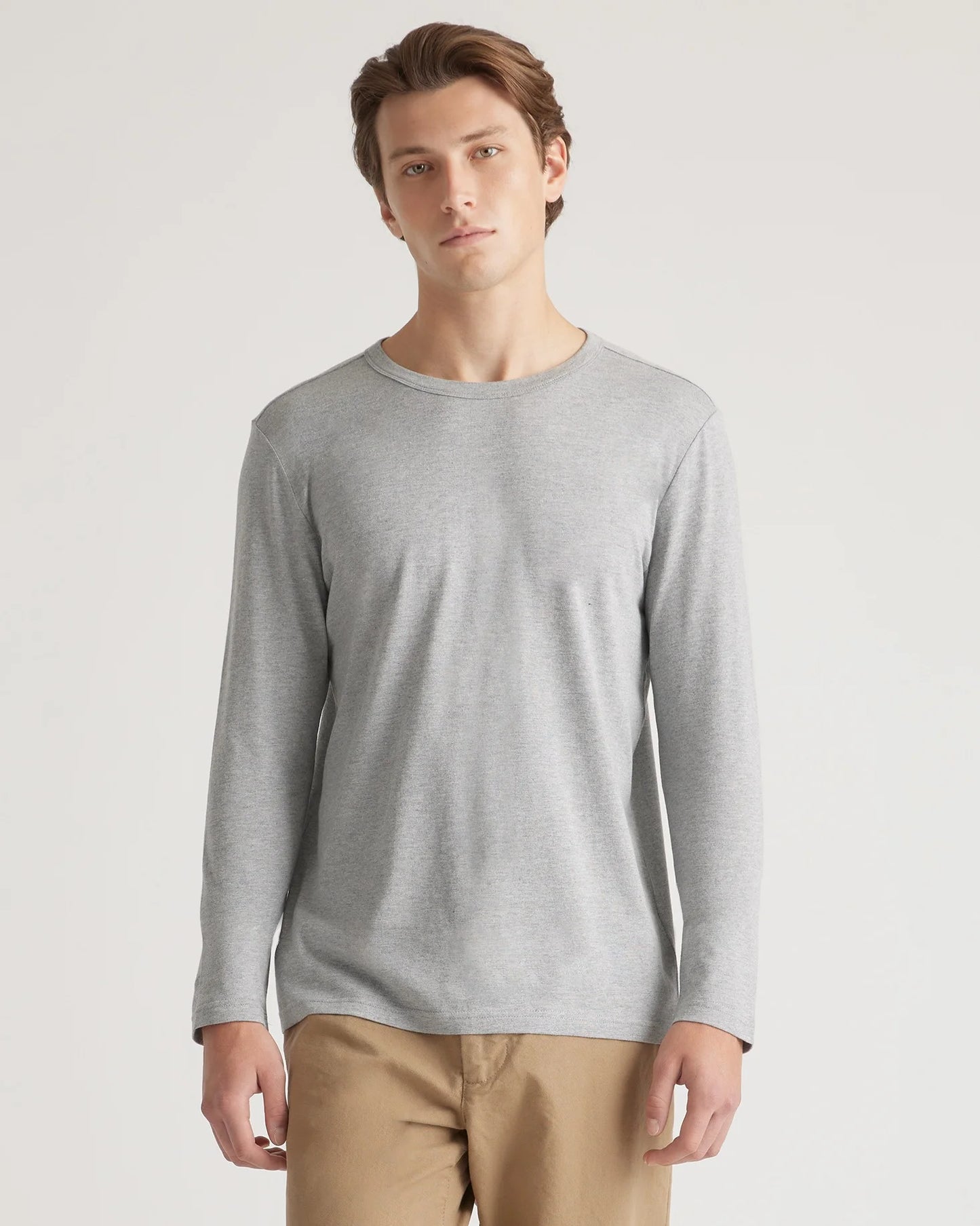 Cotton Modal Long Sleeve Tee - S / Heather Grey