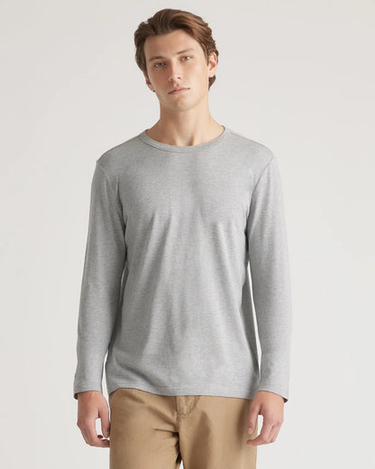 Cotton Modal Long Sleeve Tee - S / Heather Grey