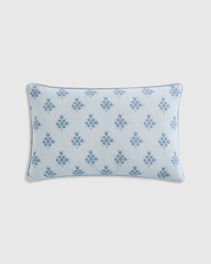 Piped Block Print Cotton Pillow Cover - 12x20 / Natural