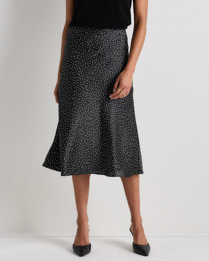 100% Washable Silk Skirt - XS / Champagne