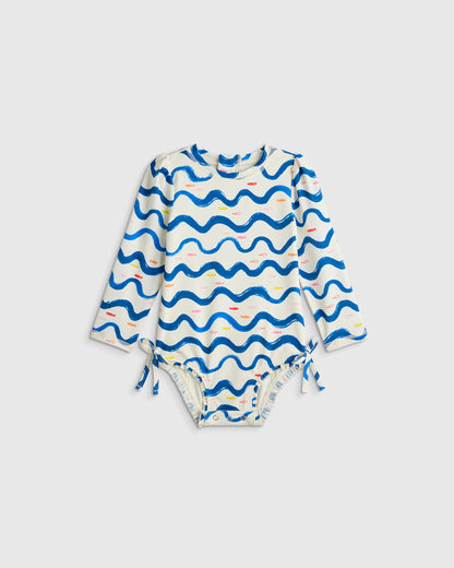 Long Sleeve Tie One-Piece Swimsuit - 2T / Soft Ditsy Floral