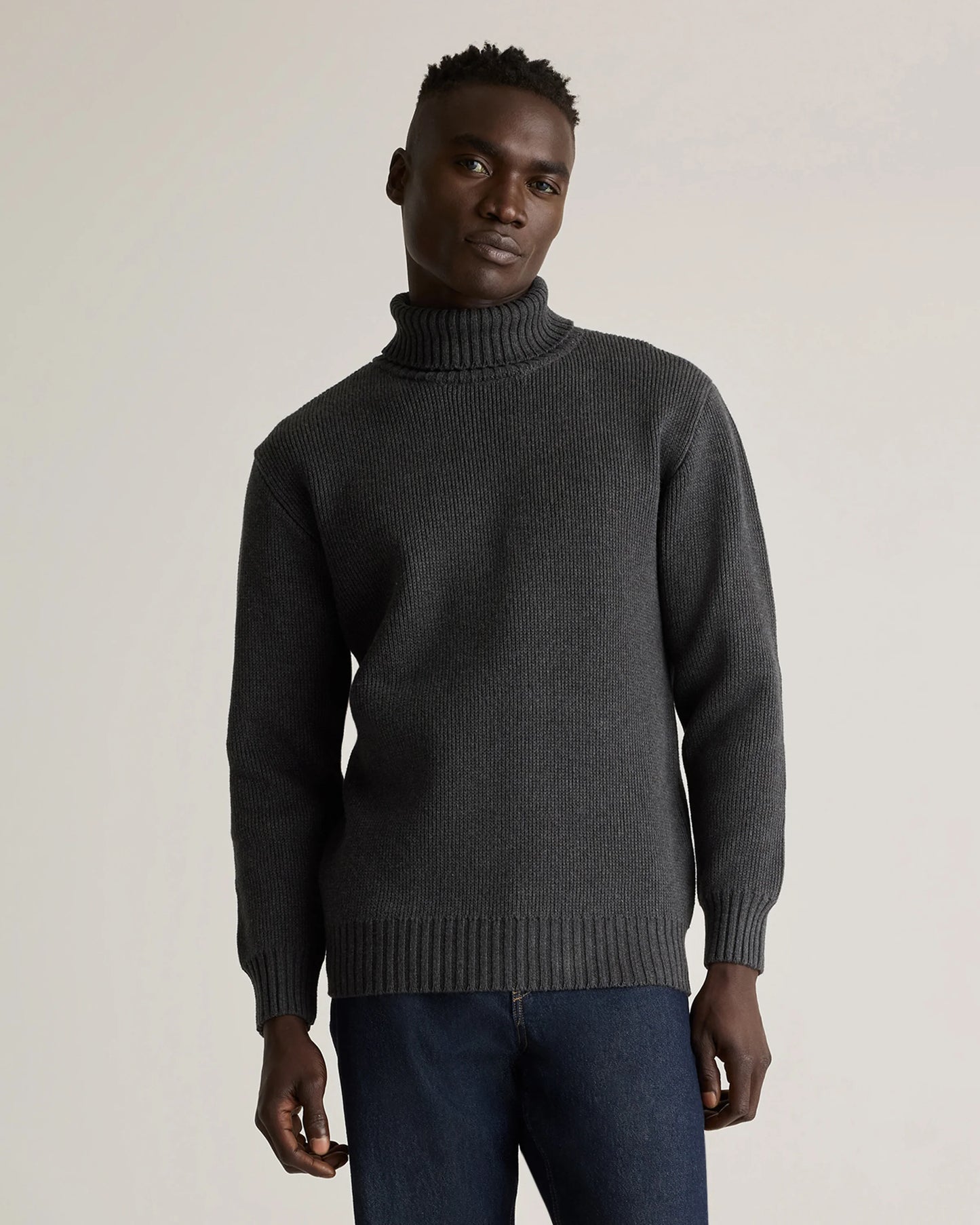 100% Organic Cotton Turtleneck Sweater - S / Charcoal