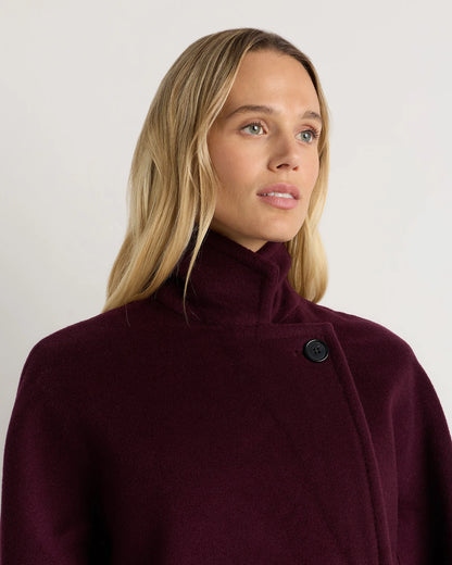 Wool Cashmere Double-Breasted Slouch Coat - XS / Winetasting