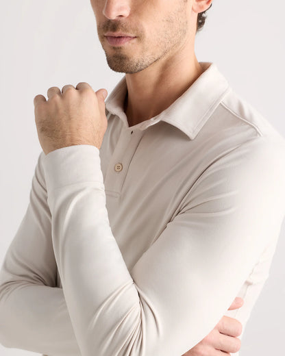 Flowknit Breeze Performance Long Sleeve Polo - XS / Heather Black