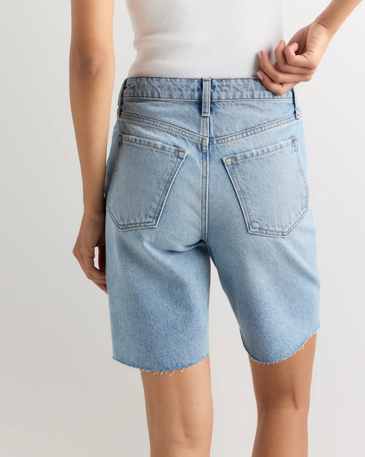 Maya Rigid Bermuda Shorts - 24 / Powder Blue Destruct