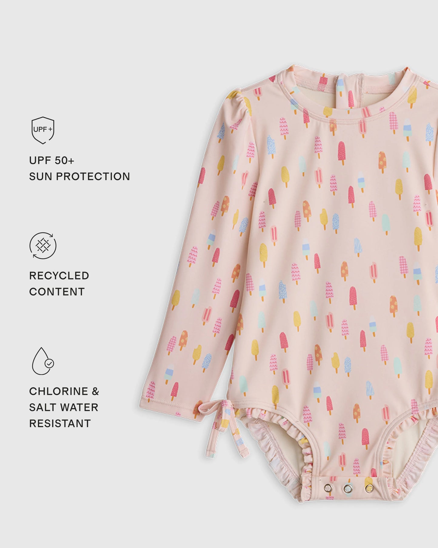 Long Sleeve Tie One-Piece Swimsuit - 2T / Soft Ditsy Floral