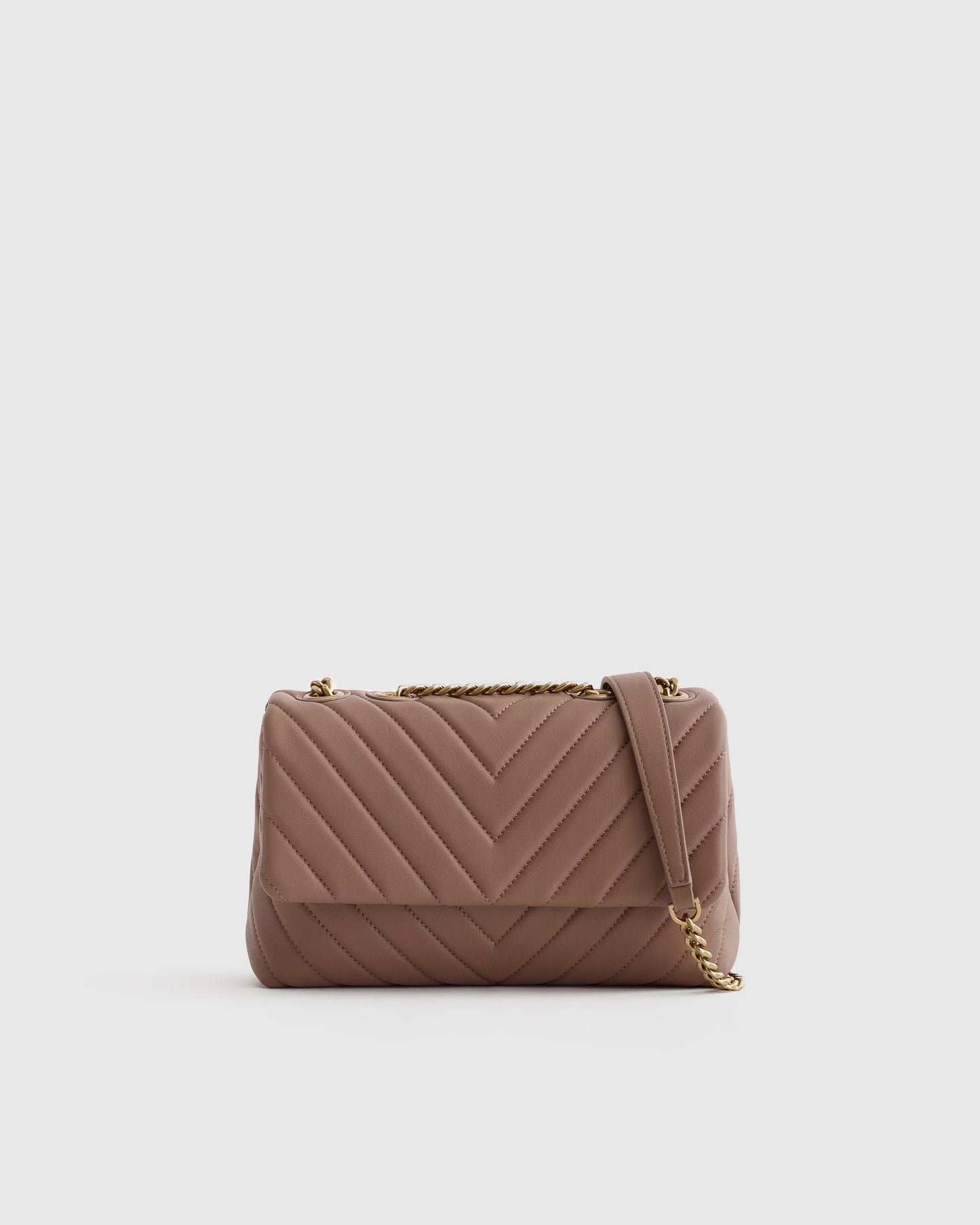 Italian Leather Quilted Convertible Crossbody - One Size / Dark Taupe