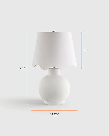 Coastal Ceramic Table Lamp with Scallop Shade - One Size / White