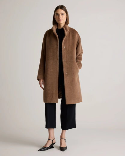Alpaca-Wool Stand Collar Coat - XS / Rustic Brown