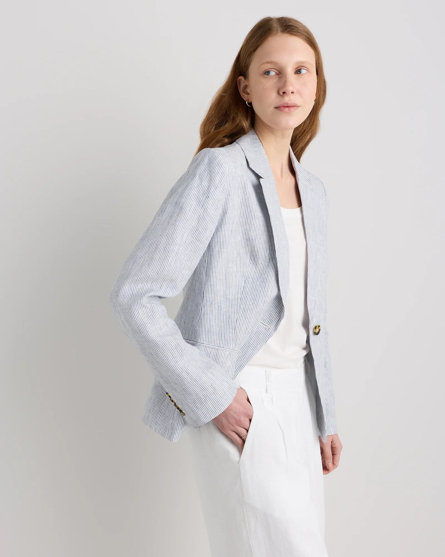 100% European Linen Structured Blazer - XS / French Blue