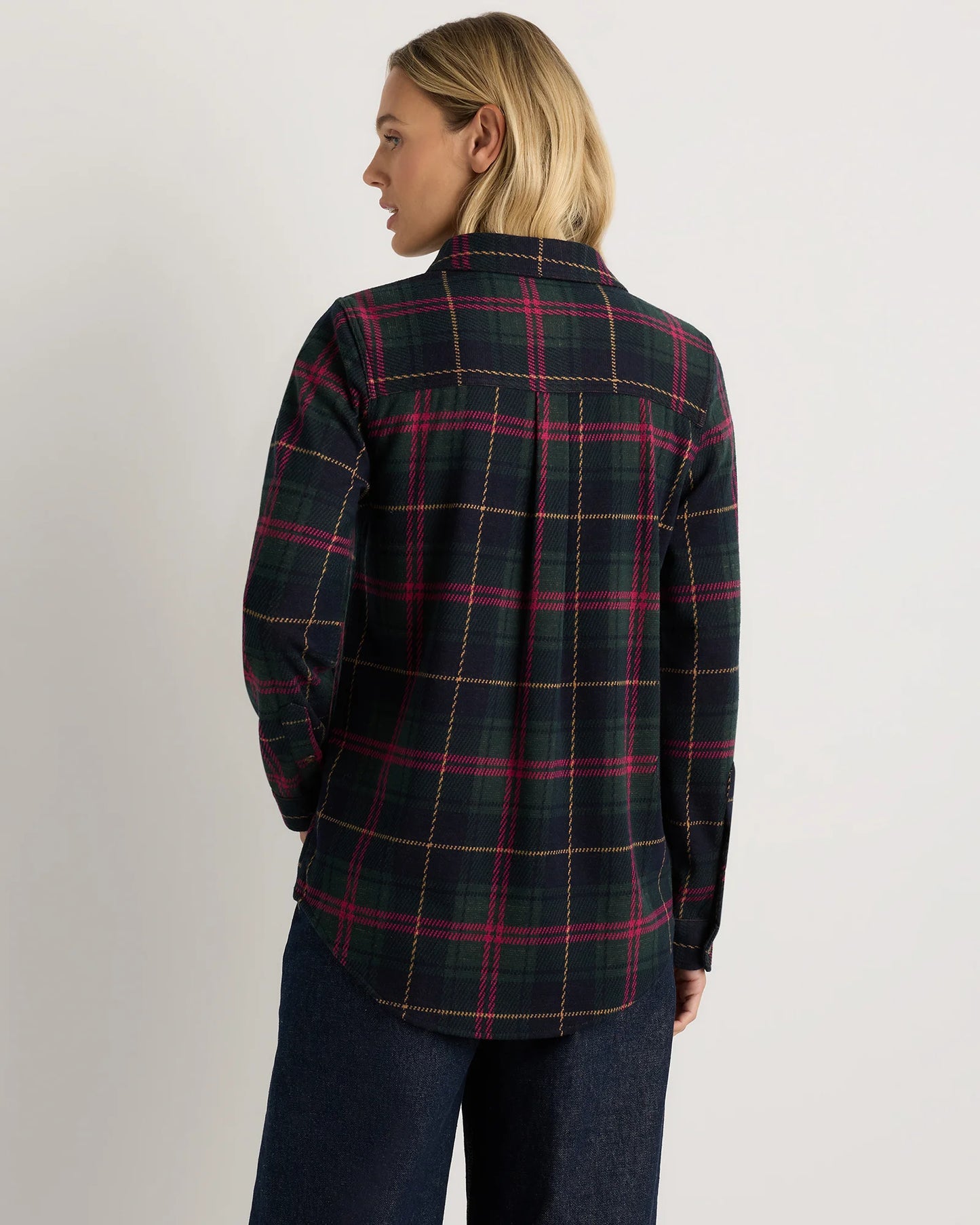 Stretch Sweater Fleece Shirt - XS / Navy/Red/Yellow Check