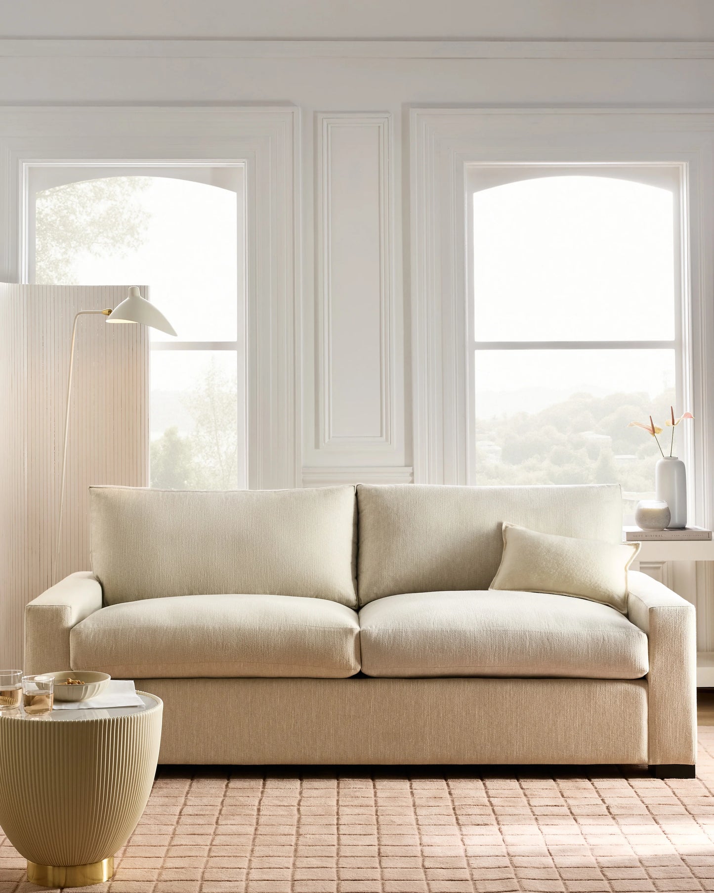 Stillman Sleeper Sofa in Performance Basketweave - Queen / Flax