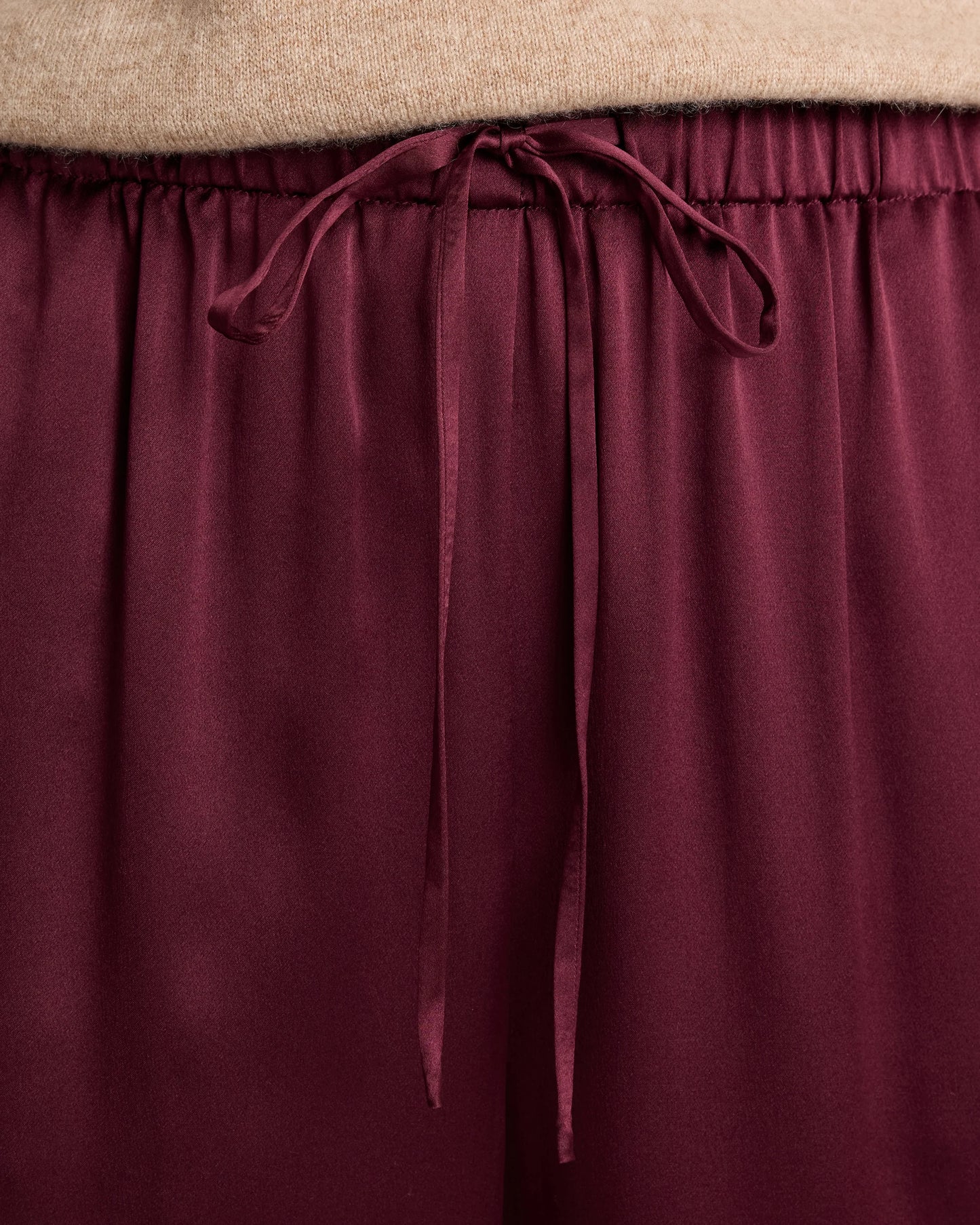 100% Washable Silk Drawstring Wide Leg Pants - XS / Black