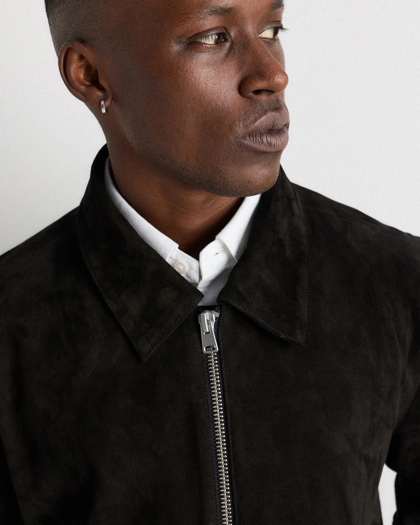 100% Suede Harrington Jacket - S / True Black