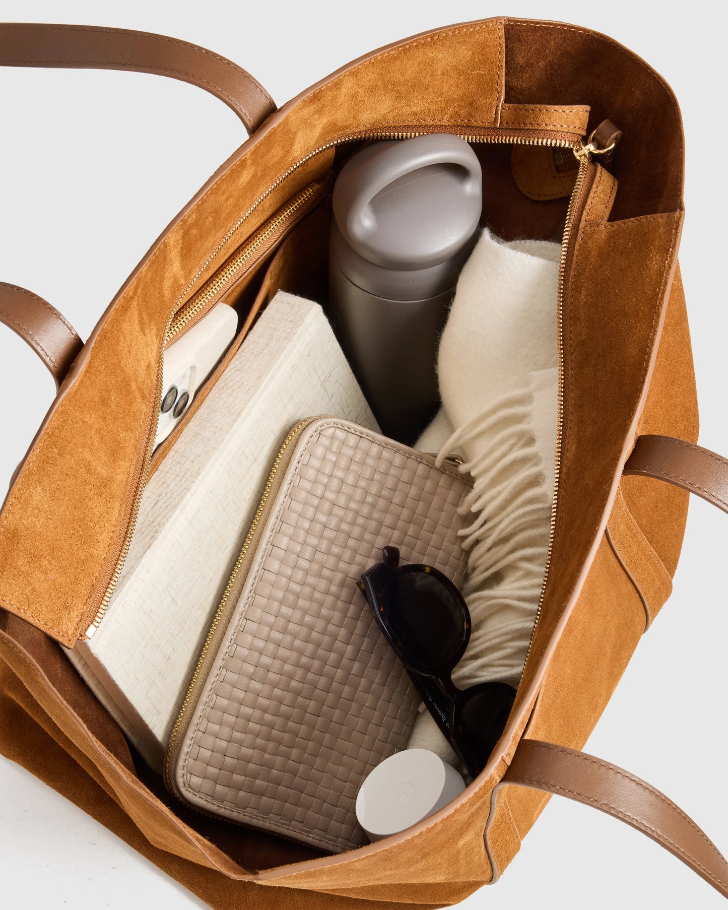 Italian Suede Everyday Tote - One Size / Whiskey