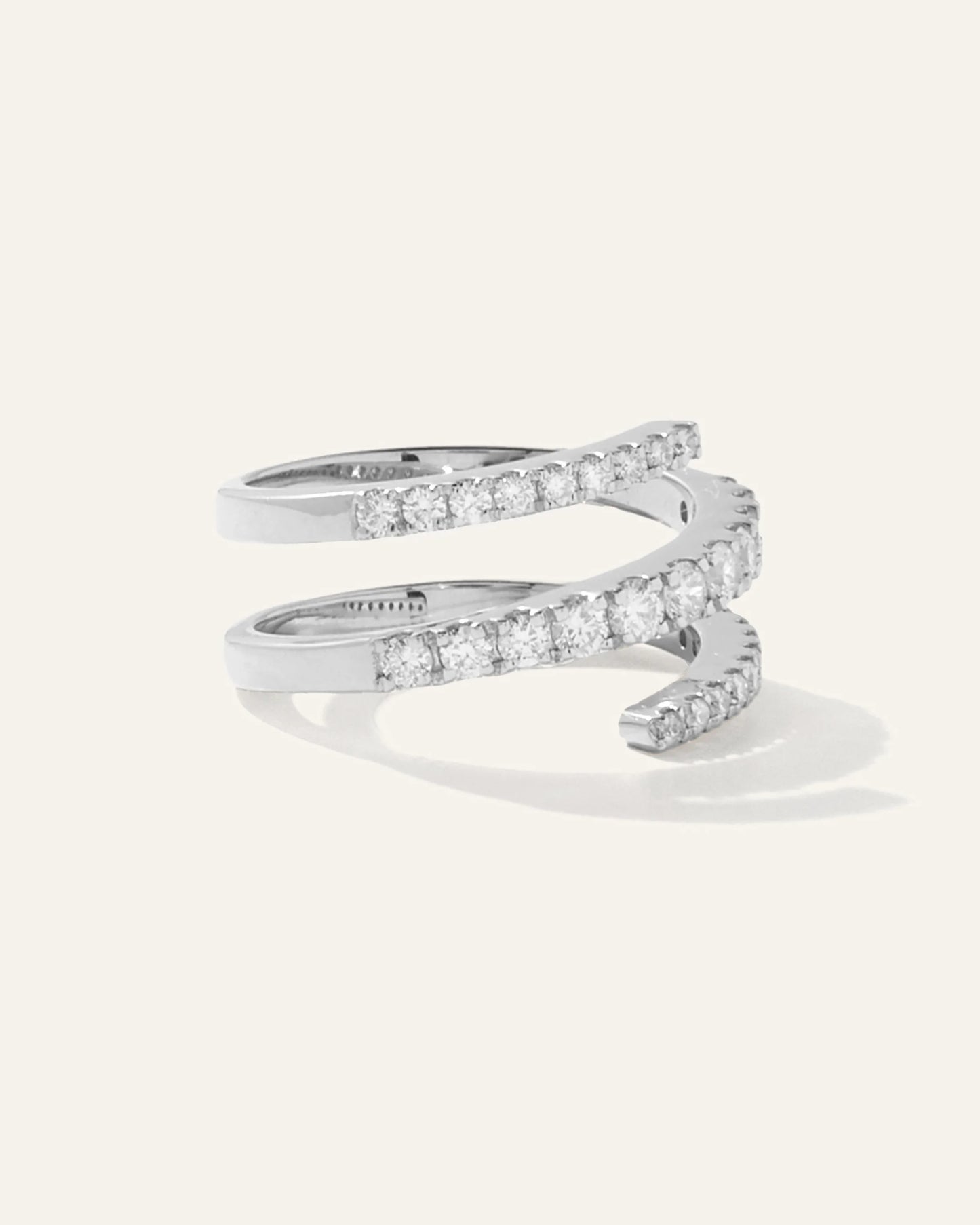 14K Gold Diamond Spiral Ring - 5 / Yellow Gold