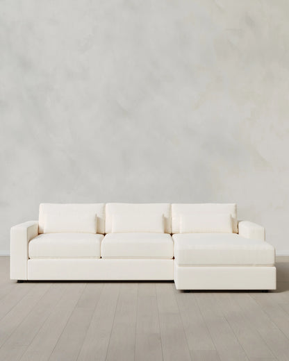 Ashford Deep Seat Chaise Sectional in Performance Chenille Linen Blend - 119" Right Arm / Ink