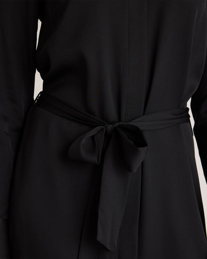 Washable Stretch Silk Shirt Dress - XS / Black