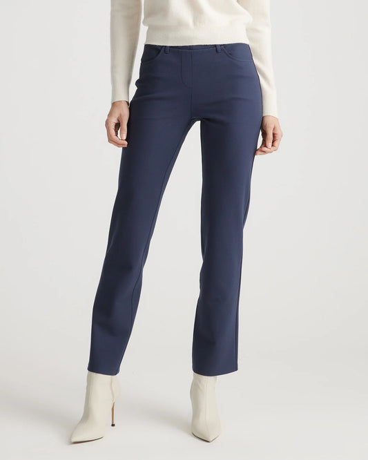 Ultra-Stretch Ponte Straight Leg 4-Pocket Pants - XS / Navy