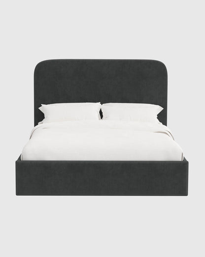Curved Bed in Performance Velvet - Full / Walnut